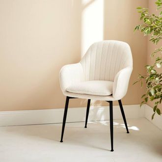 Sweeek Boucle Fabric Accent Chair With Metal Legs in White