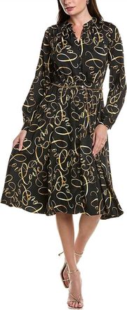 Elie Tahari Chain Belt Dress In Black/gold