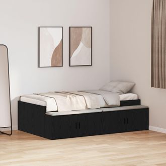 Berkfield Home Storage Bed Frame Black Oak 80x200 cm
