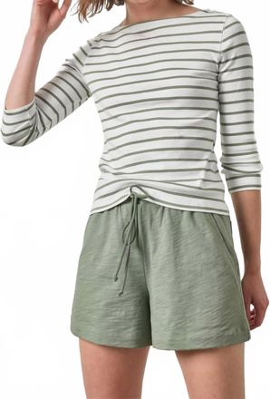 Lilla P Elastic Waist Drawcord Shorts In Sage