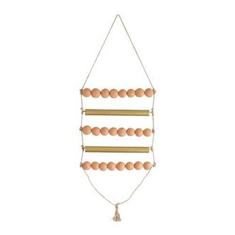 Foreside Home And Garden Beaded Ladder Wall Hanging Terracotta Metal & Jute in Orange at Nordstrom, Size Medium