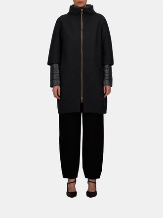 Herno Knee-Length Virgin Wool Coat with Funnel Neck