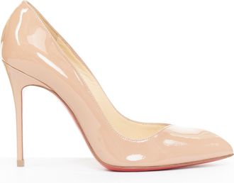 Christian Louboutin Pigalle nude patent leather point toe pumps