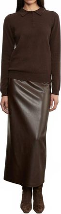 Enza Costa Knit Cashmere Polo Sweater In Dark Brown