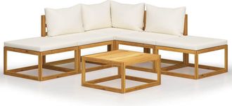 vidaXL Juego Muebles De Jard&iacute;n Y Cojines 6 Piezas Madera Maciza Acacia Vidaxl