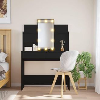 Berkfield Home Dressing Table with LED Lights Black 96x40x142 cm | Size: 96 x 40 x 142 cm