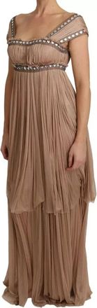 Dolce & Gabbana Brown Silk Sleeveless Shift Maxi Womens Dress (Pre-Owned)