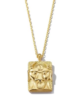 David Webb 18K yellow gold and platinum Taurus-zodiac diamond necklace - Goud