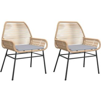 vidaXL Vidaxl - Sillones De Jard&iacute;n Con Cojines 2 Uds Rat&aacute;n Sint&eacute;tico Marr&oacute;n