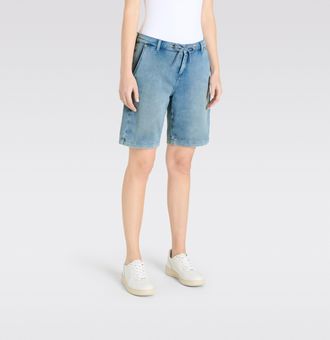 MAC Broeken Shorts MAC JOG&acute;N SHORT, Damen, Gr. 36, N-Gr, blau (stormy fancy blau), Web, Obermaterial: 74% Baumwolle, 24% Polyester, 2% Elasthan, unifarben, regula