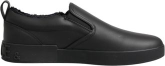 Dolce & Gabbana Zwarte Leren Lage Slip-On Sneakers Schoenen