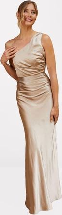 Six Stories One Shoulder Satin Bridesmaid Dress in Champange at Nordstrom, Size 10