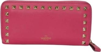 Valentino Pre-owned Rockstud Smooth Calfskin Long Wallet - - Pre-owned - Donna - Rosa - ONE SIZE