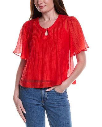 Vince Camuto Front Cutout Flutter Sleeve Blouse