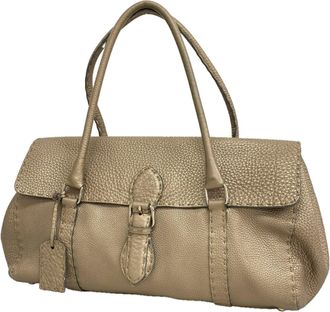 Fendi Grayish Leather Tote Bag (Pre-Owned)