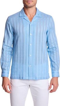 Paisley & Gray Parker Trim Fit Cotton Button-Up Shirt in Light Blue Dobby Stripes at Nordstrom Rack, Size Xxx-Large
