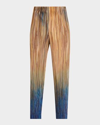 Homme Pliss&eacute; Issey Miyake Men & apos;s Paintbrush Agate-Print Pleated Trousers