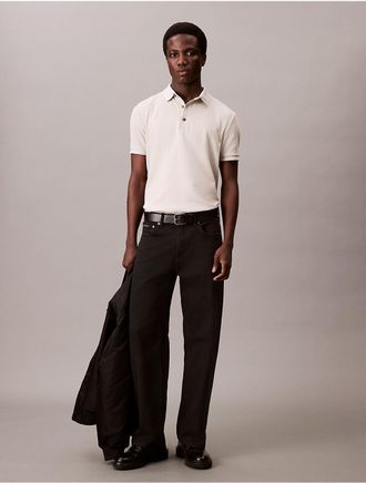 Calvin Klein Mens Waffle Knit Classic Polo Shirt - Neutral - XS