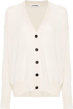 Jil Sander drop-shoulder cashmere cardigan - women - Cashmere - S - White