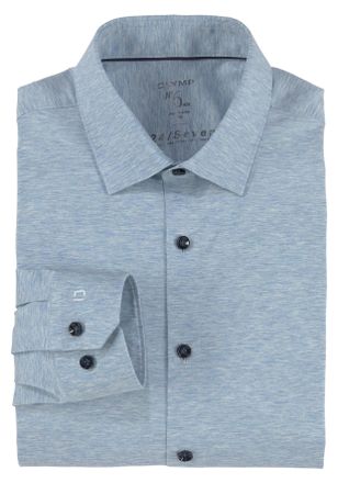 Olymp Businesshemd OLYMP No. Six 24/Seven super slim, Herren, Gr. 36, N-Gr, blau (bleu, meliert), Web, Obermaterial: 92% Baumwolle, 8% Elasthan, sehr schmal