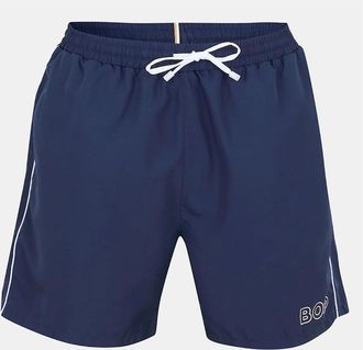 HUGO BOSS Mens Solid Patterned Starfish Swim Short - Navy - Size: 37/36/32