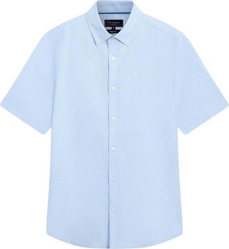 Ted Baker Heren Oxford Normaal Overhemd Met Korte Mouwen (Lichtblauw)