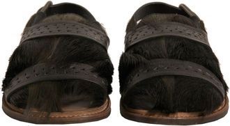 Dolce & Gabbana Green Gazelle Hair Leather Flats Sandals Mens Shoes