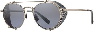 Garrett Leight OCAMPO SUN BS-SGY/SFGLABLUM Mens Sunglasses Silver Size 49