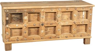 Biscottini International Cofre, Ba&uacute;l, Banco, Contenedor, Estuche, Original Antiguo En Madera De Teca Tallada Con Acabado En Escabeche
