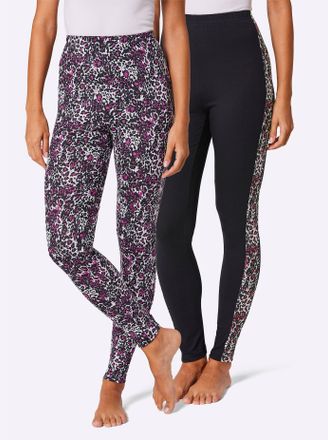Feel Good Leggings FEEL GOOD, Damen, Gr. 36/38, Normalgr&ouml;ssen, pink (magenta, schwarz, bedruckt), 95% Baumwolle, 5% Elasthan, animal-print, gemustert, mehrfarbi