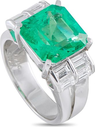Luxury Bazaar Platinum 1.47ct Diamond and Emerald Ring MF32-100826