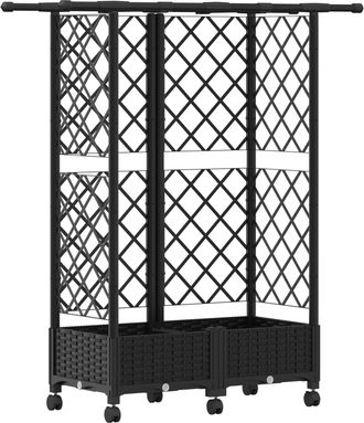 vidaXL Cama Elevada Con Trellis Y Techo Negro 124 X 40 X 127 Cm Pp Vidaxl