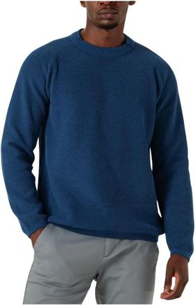 Dstrezzed Blauwe Chenille Trui voor Heren - Heren - Ronde hals truien - Blauw - M - Truien & Vesten