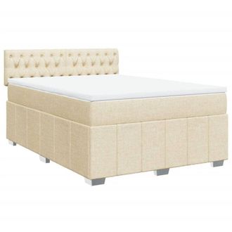 vidaXL Cama Box Spring Con Colch&oacute;n Tela Color Crema 140x200 Cm Vidaxl
