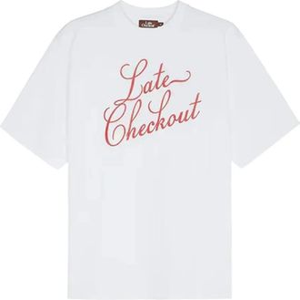 Late Checkout T-shirt con logo Script - Bianco