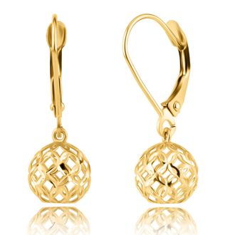 MAX + STONE 14K Yellow Gold Filigree Ball Shape Dangle Earrings