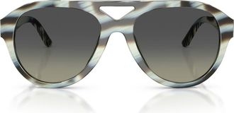 Tory Burch 55mm Pilot Sunglasses in Blue Ivory Horn /Grey at Nordstrom