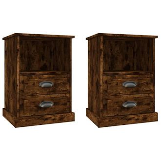 Berkfield Home Bedside Cabinets 2 pcs Smoked Oak 43x36x60 cm in Brown | Size: 43 x 36 x 60 cm