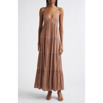 L'agence Lua Tiered Maxi Sundress in Hazelnut at Nordstrom, Size X-Small