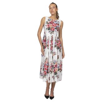 Dolce & Gabbana Midi Dresses, female, Multicolor, Size: XS Flower Bouquet-Print Cotton Dress