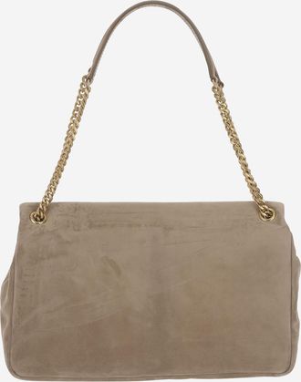 Saint Laurent Womens Calypso Large Suede Bag Beige Calfskin Shoulder