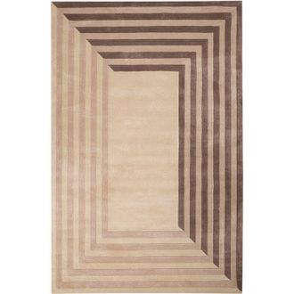 Beliani Area Rug Beige Viscose and Wool Rectangular Shape Geometric Pattern 200 x 300 cm Modern Style Living Room SARAI