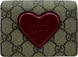 Gucci Gg Supreme Brown Red Color Gg Supreme Wallet (Bi-Fold) (Pre-Owned)