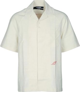 Jacquemus La Chemise Romarin MC - Heren - Korte mouwen Overhemden - Wit - L - Katoen - Overhemden