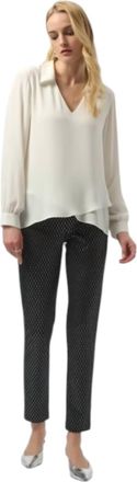Joseph Ribkoff Slim Formal Geometric Trousers In Black/silver