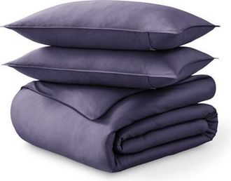 Bare Home 400 Thread Count Organic Cotton Sateen Duvet Cover and Sham Set in Dusty Purple at Nordstrom, Size Twin