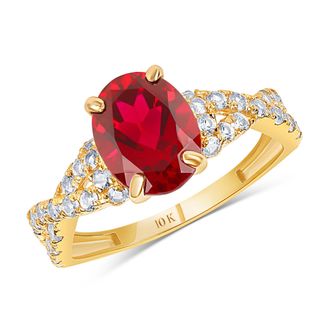 MAX + STONE Solid 10k Yellow or White Gold Gemstone Oval Cut Birthstone Ring