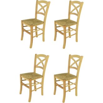 Tommychairs Tommychairs 4 Sillas Cross En Haya Color Natural Y Asiento En Paja
