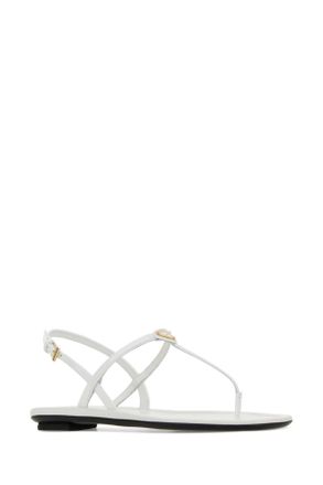 Prada Womens White Leather Thong Sandals Bianco Sandali