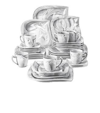 OEM Juego De Vajilla, Dise&ntilde;o Gris Jaspeado, Colecci&oacute;n De 30 Piezas